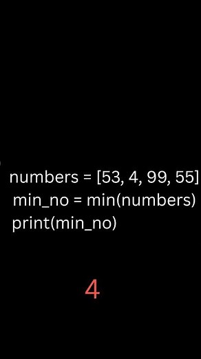 Smallest of numbers in python from list of numbers #python #coding #shorts