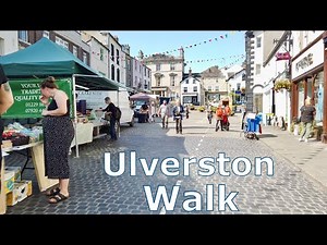 Ulverston town centre walk on market day Cumbria 4K
