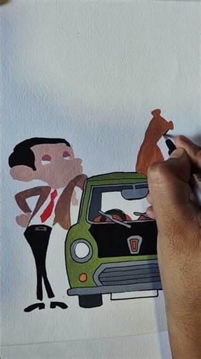 Painting the funniest face from childhood....Mr. Bean 🧸 #mrbean
