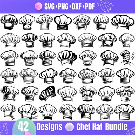 42 Chef Hat SVG Bundle | Baker Toque DXF for Laser Cutting | Cook Hat Vector for CNC Plasma & Cricut | Kitchen Silhouette Digital Download - Etsy