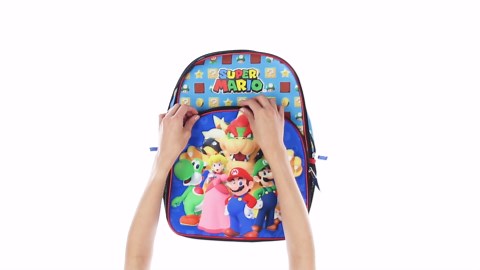 Super Mario Backpack Bowser Luigi Princess Peach Yoshi 16" Kids Bag School Travel Backpack With Quilted Front Design
