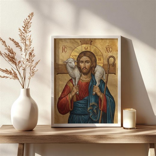 The Good Shepherd Icon, Jesus Christ Catholic Art, Religious Wall Decor - Etsy