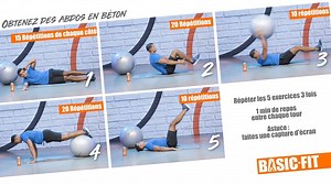 21K views · 213 reactions |  ENTRAÎNEMENT SPÉCIAL ABDOS  Voici un entraînement simple et efficace, de 5 exercices, pour t'aider à avoir des abdos bien dessinés !  Chaque exercice est à répéter 3 fois, 1 minute de repos entre chaque tour ⏱ À toi de jouer  | Basic-Fit | Facebook
