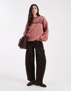 Daisy Street relaxed fit intarsia knit jumper in dusty rose | ASOS