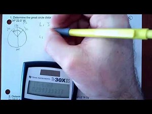 Great Circle Sailing - Calculate Distance when L1 and L2 are same making L2 positive -on TI30XIIS