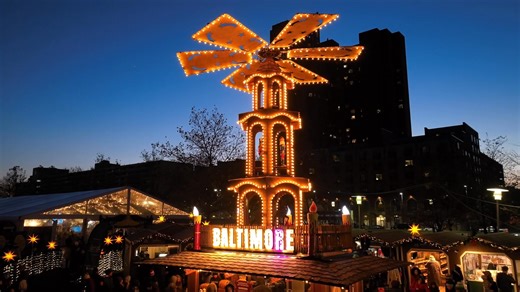 🎄 Did you know? Our Glühwein Pyramid is one of only three in the entire United States 🤩 - and it’s custom-made in Germany near Karlsruhe! ✨ Shipped to Baltimore in 2019, this handcrafted carousel-like Christmas tower brings centuries of German tradition to the Inner Harbor. ⛵The wooden pyramids date back to the Middle Ages when they were designed to resemble Christmas trees and adorned with intricate carvings and festive decorations. Standing 3️⃣0️⃣ feet tall, our Baltimore Pyramid adds a touc
