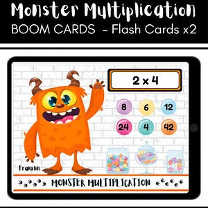 Monster Multiplication x2 FLASH CARD FLUENCY PROGRAM Self-Correcting BOOM CARDS
