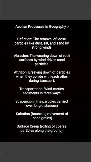 Aeolian/Wind Landforms & Processes #geography #geology #landforms #earth #wind #tgt #masters #study