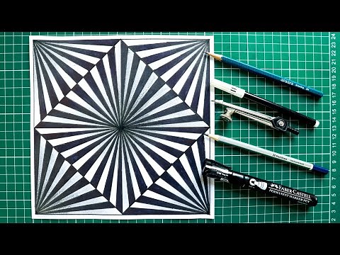 How to draw black and white 3D illustration /geometric design /rainbow art