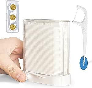 Dental Floss Picks -Automatic Floss Pick Dispenser, Tooth Picks Flossers with Soft Brush, Pop Up Floss Picks Holder Organizer, More Hygienic for Bathroom and Travel, No Break Flosser (92)