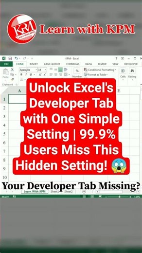 Unlock Excel's Developer Tab with One Simple Setting | 99.9% Users Miss This Hidden Setting! 😱