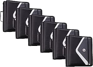 Case-it 6 Pack Workstation Deluxe Zipper Binder - 1" Removable O-Ring - Padded Pocket Holds up to 13" Laptop/Tablet - 5 Tab File Folder - 200 Page Capacity - Includes Shoulder Strap - LT-408-C, Black