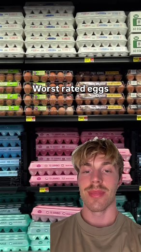 Worst-rated eggs: Kirkland: 11/100 - Corn & soy–based feed - Antibiotic use possible - High-density indoor housing Trader Joe’s Cage-Free: 25/100 - Not organic - Industrial feed supplements - Higher pesticide exposure risk 365 Outdoors (Non-Organic): 49/100 - Limited outdoor access - Corn & soy–based feed Eggland’s Best: 30/100 - Higher omega-6 risk from feed - Pesticide exposure risk Sprouts Eggs: 50/100 - Antibiotic use possible Upgrade your eggs by choosing organic, pasture-raised eggs withou