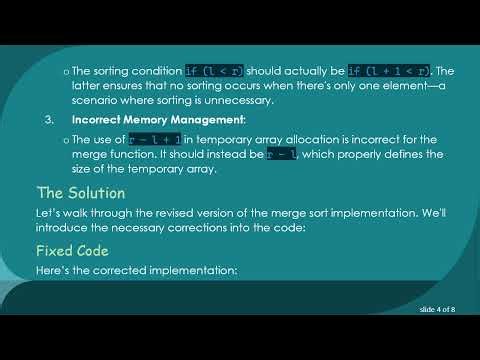 Debugging Naive Pointer Arithmetic Merge Sort: Fixing Common Errors