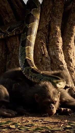 python surprise attack from the tree #shorts #prehistoric #wildlife #film #aistorytelling