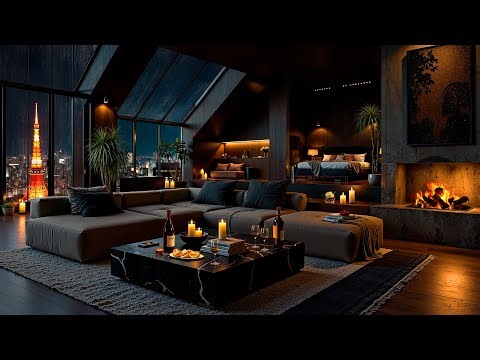 Tokyo Night Jazz 🌃 Luxury Apartment with Ethereal Jazz Saxophone Music & Rain Sounds for Sleeping