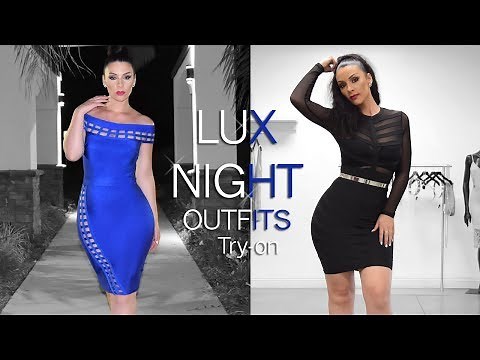 Luxurious Night Outfit Try-on with Bandage Dresses
