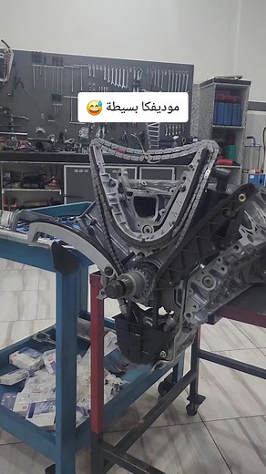 Car Engine Assembly Process in Mechanical Workshop