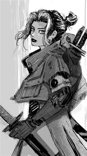 Speedpaint: Drawing a Cyberpunk Ronin with Detailed Armor! (Commissions Open)