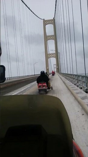 2016 First ever vintage snowmobiling Mackinaw bridge