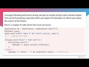 Resolving the Empty String Error in QSqlDatabase Queries