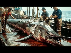 Fishermen catch hundreds of tons of giant swordfish, how to catch and process swordfish this way