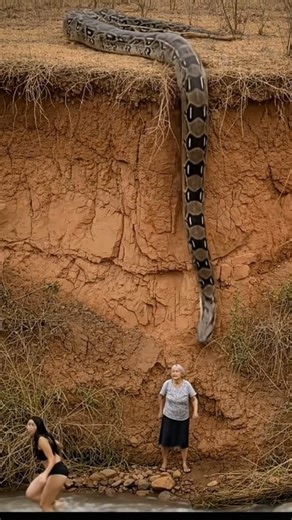 “Giant 😱 Python Hanging Over a Cliff Shocks Everyone Below!”