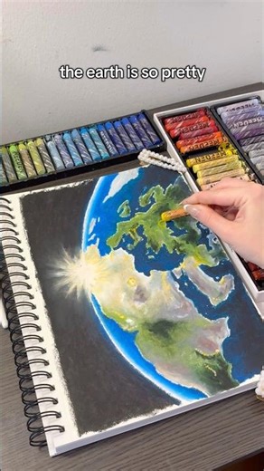 Drawing how pretty earth is earth #oilpastel #drawing #artprocess #space #art