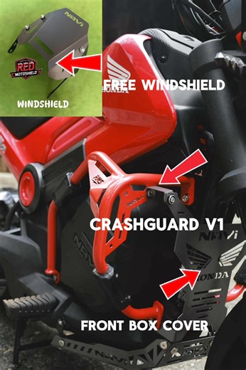 24K views · 218 reactions | HONDA NAVI AVAIL CRASHGUARD & FRONTBOX COVER & GET A WINDSHIELD FOR FREE LIMITED OFFER ONLY | RED MOTO SHIELD | Facebook