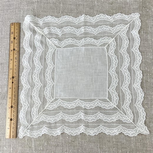 All White Lace Handkerchief, Linen Hanky Edged in Wide Lace #8136 - Etsy
