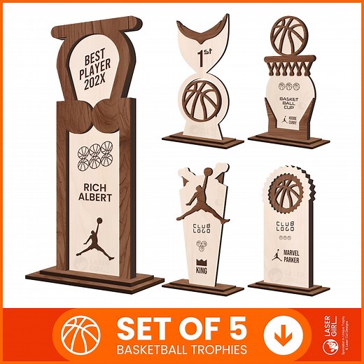 Basketball Trophy SVG Laser Cut File - Digital Basketball Award Template for Players, Tournament Champion - Glowforge Cricut Ready - Etsy