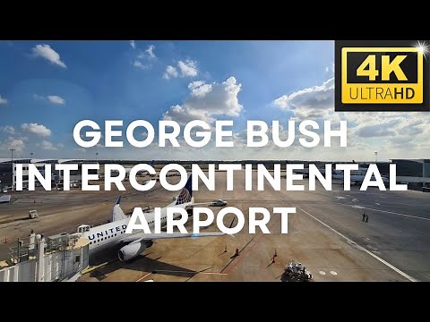 4K George Bush Intercontinental (IAH) Airport Layover Walking Tour / Houston, Texas USA