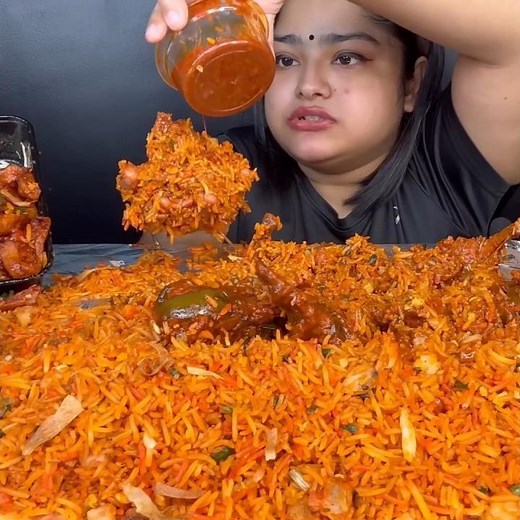 ASMR: EATING SPICY CHICKEN LOLIPOP🔥 BASMATI RICE || #shorts #mukbangn#asmreating #mukbangasmr #asmr
