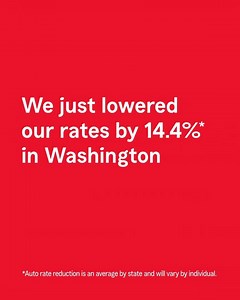 Good news, neighbor. If you want a great rate on your auto insurance, we just lowered ours in Washington by an average of 14.4%.* | State Farm