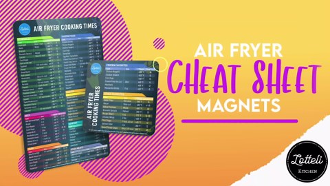 Air Fryer Magnetic Cheat Sheet Set - Air Fryer Accessories Cookbook - Easy to Use AirFryer Time Chart Set As Seen on The Today Show - Strong Magnet Quick Reference Cooking Guide for Frying (White)