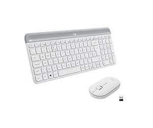 Logitech MK470 Slim Wireless Keyboard & Mouse Combo - Off-White - Tastatur & Mus sæt - Nordisk - Hvid