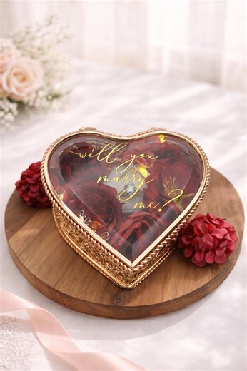 Heart Glass Ring Holder Box LED Lights Floral Wedding Proposal Engagement Keepsake Gift Couples Best Friends Loved Ones Valentines for Her - Etsy
