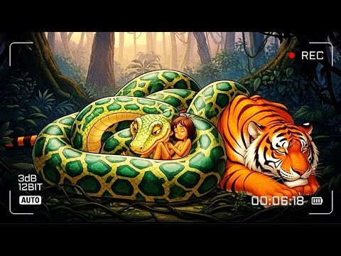 The Jungle Sleeps — Kaa’s Eyes Spiral with Color, Mowgli Falls Under the Spell