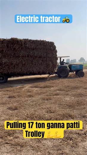 Electric Tractor pulling 17 ton trolley #electrictractor #shorts