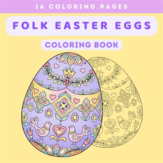 Easter Egg Coloring Pages Printable, Folk Easter Eggs Coloring Book, Spring Coloring Pages for Kids, Instant Download - Etsy