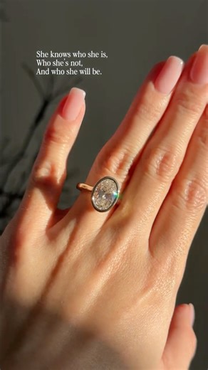 Auria Atelier | Custom Engagement Rings & Jewellery on Instagram: "A ring for the bold and beautiful; chunky gold, soft curves and a low comfortable profile. A 5ct oval, bezeled and paired with a 2.5mm cathedral band. . . #bezelengagementrings #bezelringsetting #torontocustomengagementring"