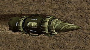 Animated ground drill. 3D rendering