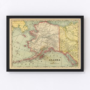 Alaska Map 1909 - Old Map of Alaska Art Vintage Print Framed Wall Art Canvas Portrait AK History Genealogy Farmhouse Décor - Etsy