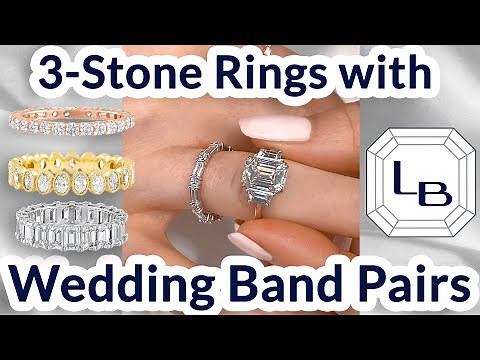 Three-Stone Engagement Ring and Wedding Band Pairings