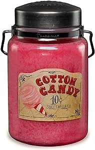 McCall’s Candles | Cotton Candy | 26 oz Scented Candle | USA-Poured | Vintage Rustic Jar with Carrying Handle | Sweet Sugar & Vanilla Whimsy Fragrance
