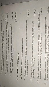 Define the term "adolescence" and state TWO reasons why the inc... | Filo
