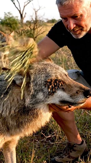 The Wolf Cub Asked the Old Man to Save His Mother from the Bees #animals #wildlife
