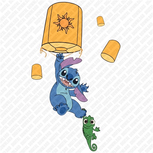 Stitch and Pascal Lantern PNG, Tangled Mashup Sublimation Design, Floating Lanterns Magical Trip 2026, Retro Lilo and Stitch Digital File - Etsy