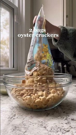 making ranch oyster crackers! such an easy and yummy snack!