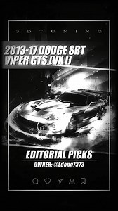 🏁 EDITORIAL PICKS [773th Edition] 🏁 Dialing in this SRT Viper GTS project on 3DTuning! Lowered the suspension for optimal stance and achieved tight fitment with these five-spoke rollers. Added a functional-style wing for that track-focused aero look. This digital build combines aggressive looks with performance vibes. 🐍 Let me know what mod you'd do next! 🚘 Model: 2013-17 DODGE SRT VIPER GTS (VX I) 👤 Owner: @ Edong7373 🔎 Link: https://www.3dtuning.com/en-US/tuning/dodge/srt.viper.gts/2.doo